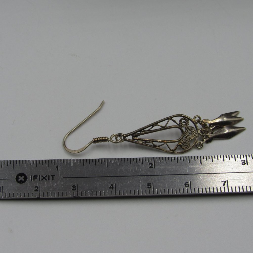 Sterling Rustic Unique Style Dangle Earrings - image 4